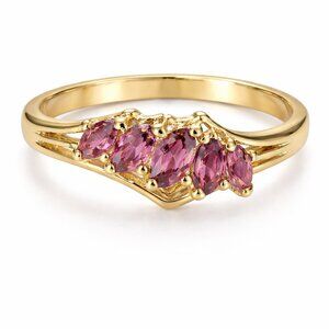 Gold Plated Ring with Purple Stones